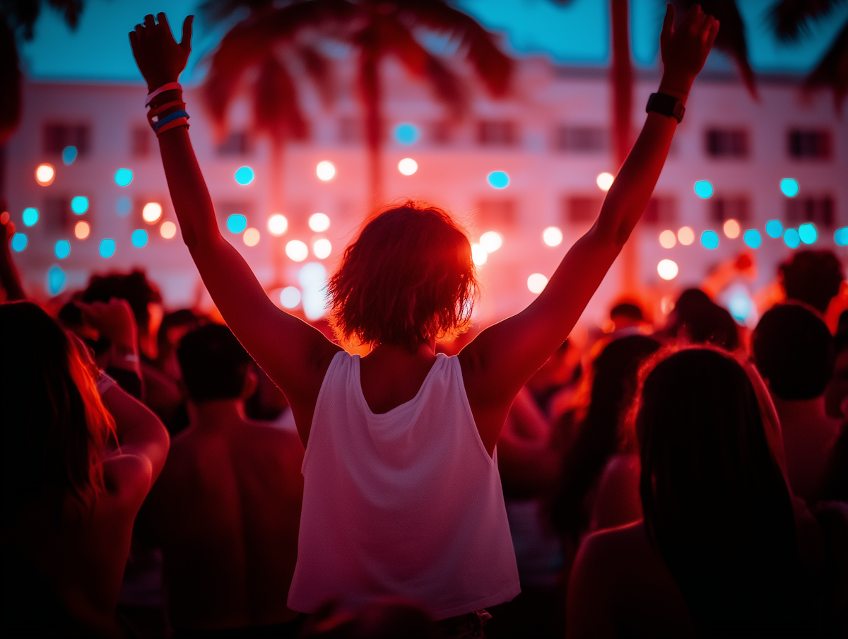 Lively outdoor concert scene